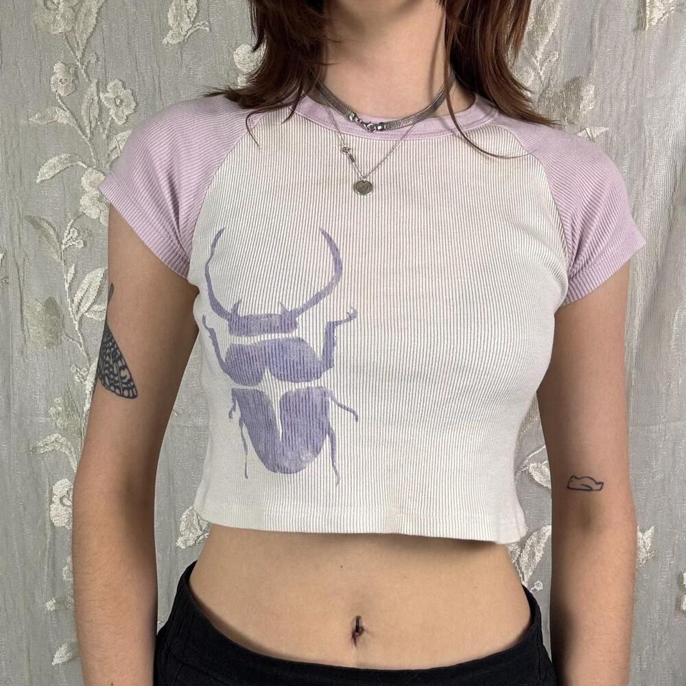 Brandy Melville Cropped T-Shirt with Beetle Graphic